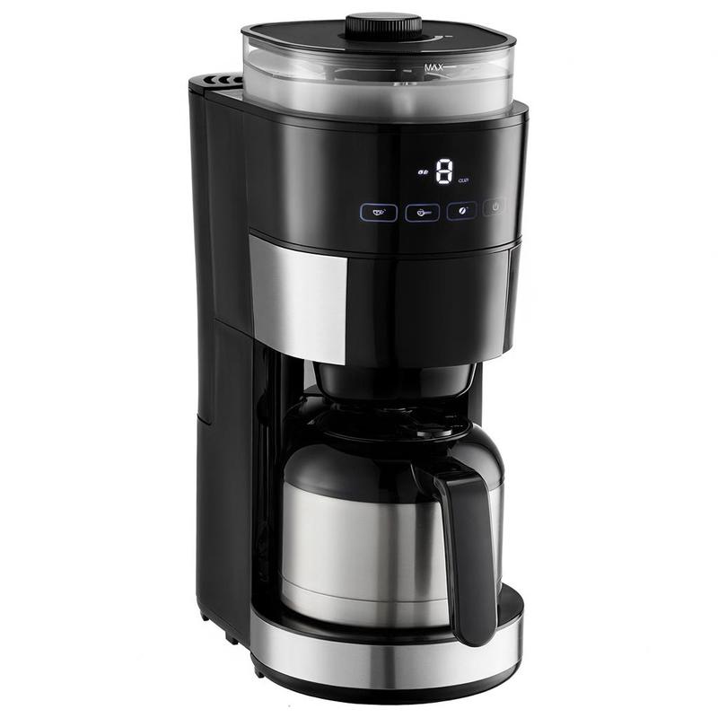 グラインダー付きコーヒーメーカー、8カップコーヒーマシン、3つの抽出強度制御付き挽いて淹れるコーヒーメーカー、調整可能な挽き粗さ付きドリップコーヒーメーカー、ホームオフィスレストラン用