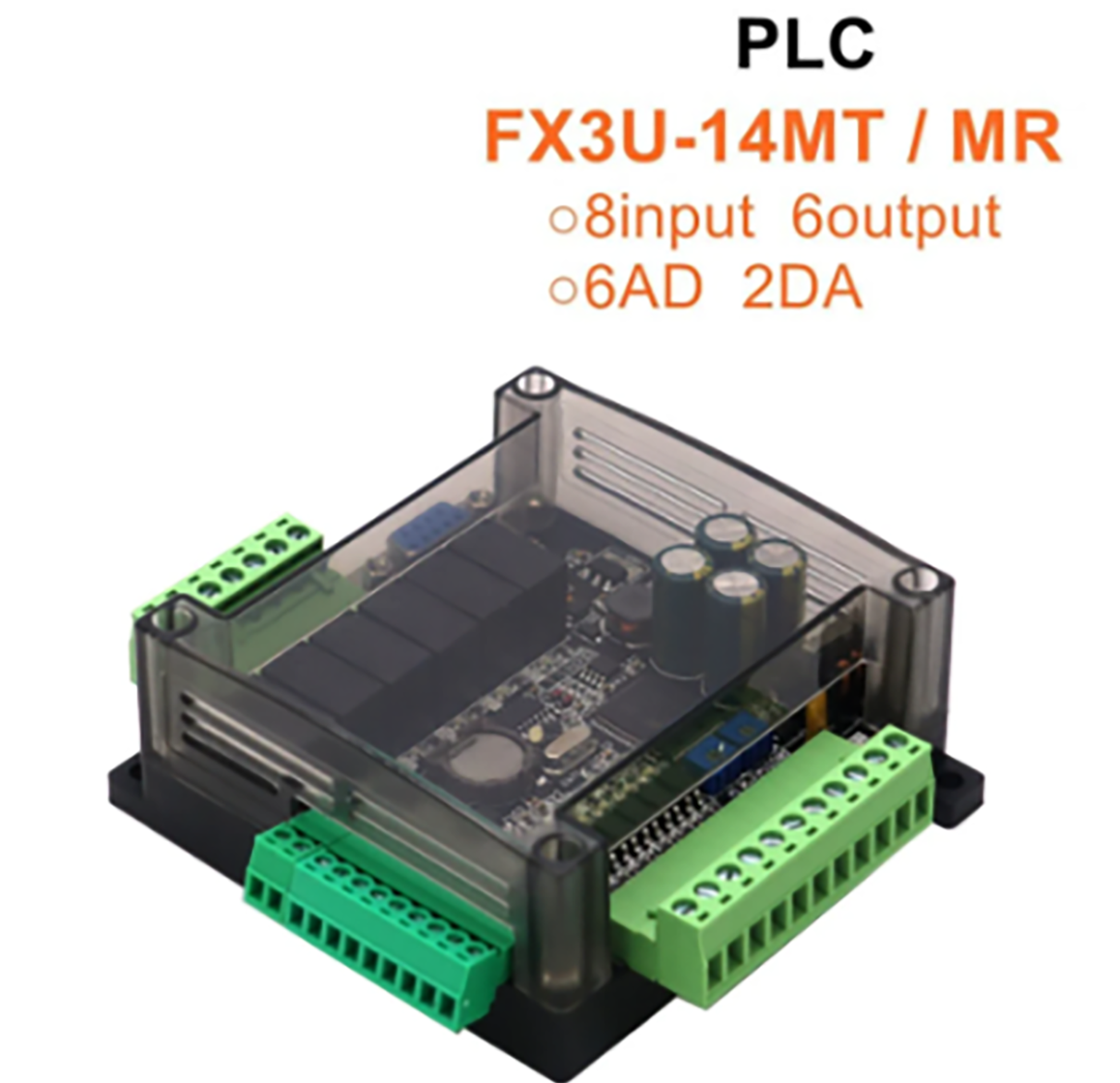 FX3U-14MR FX3U-14MT PLC 産業用制御ボード 8 入力 6 出力 6AD 2DA および RS485 RTC FX1N および FX2N と互換性