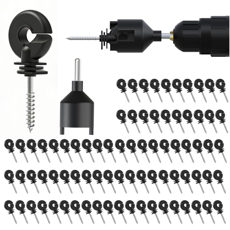 電気フェンス絶縁体 80 個 取り付けツールキット 1 個、T ポスト木製ポール用プラスチックスナップオンポスト絶縁体、農場牧場あたり