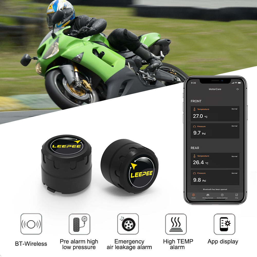 オートバイ TPMS 2 センサー Bluetooth 4.0 5.0 タイヤ空気圧監視システムピットバイクタイヤテスター診断セットモトアクセサリー