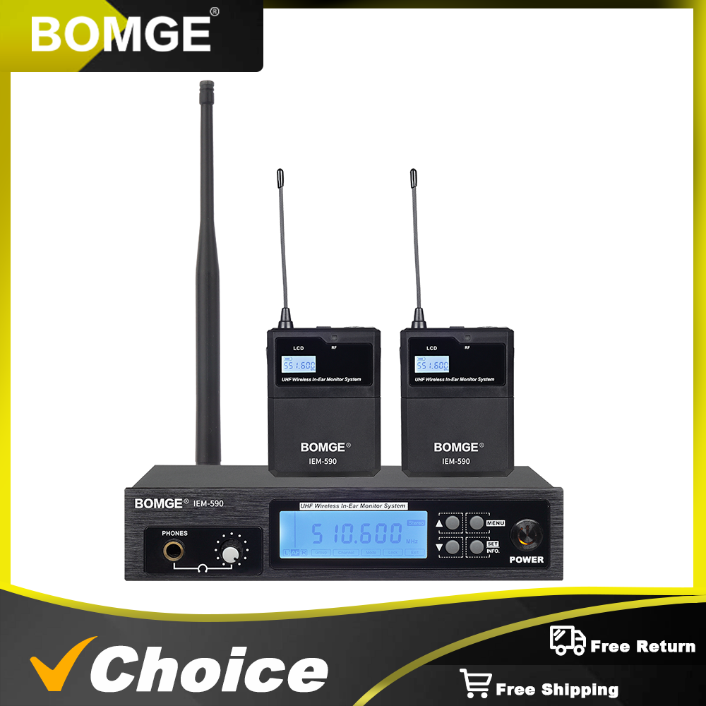 BOMGE Pro UHF ステレオオーディオワイヤレスインイヤーモニタリングシステム 180 フィートラックマウントプロフェッショナル IEM ステレオシステムスタジオバンド用