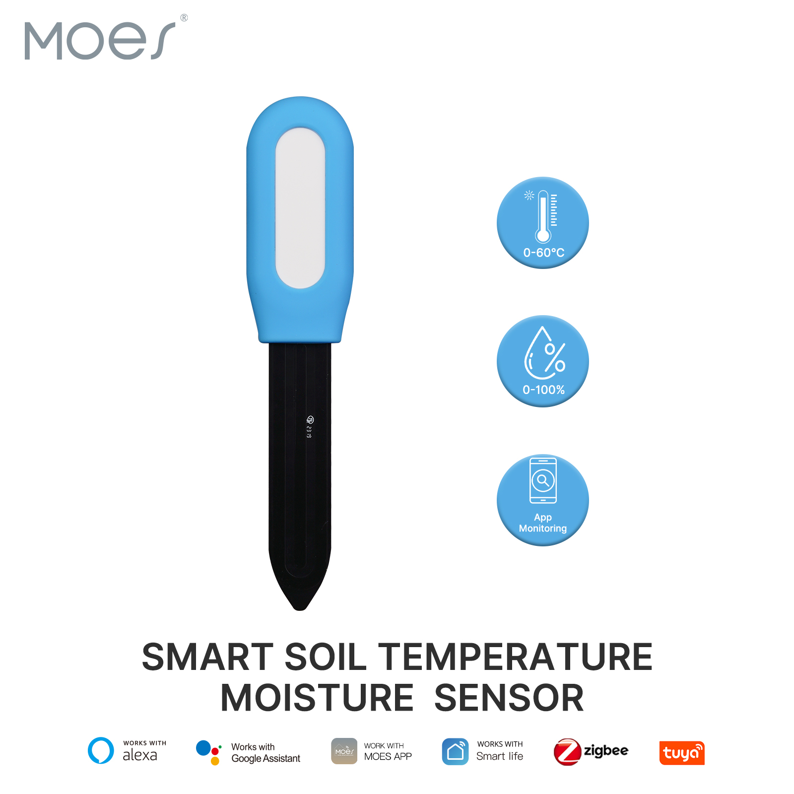 MOES スマート ZigBee 土壌温度計水分湿度センサー植物モニター検出器ガーデンオートメーション灌漑