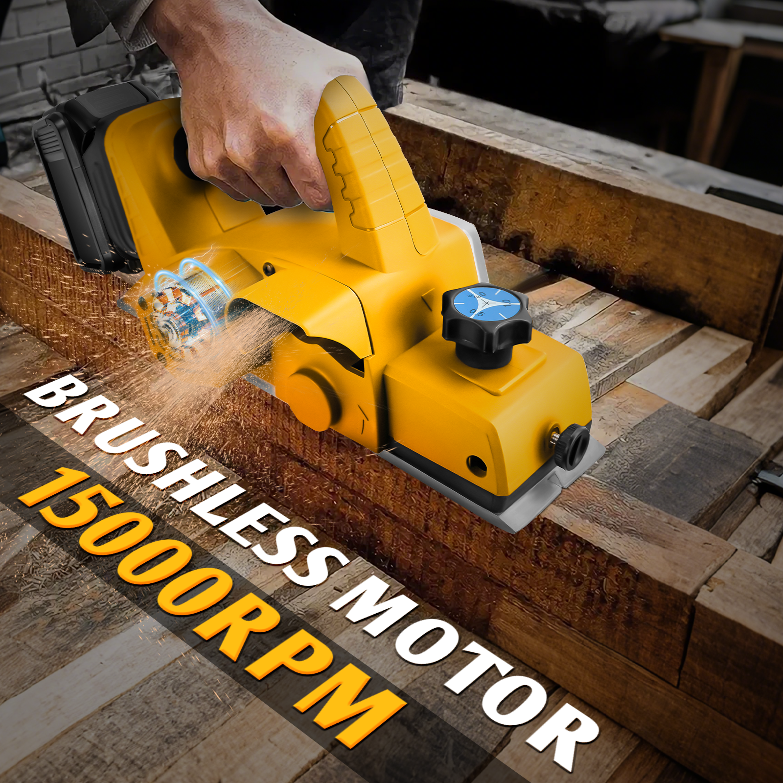コードレスハンドヘルドかんな 15000RPM ブラシレス電動木材かんな木工家庭用 DIY 電動工具 Dewalt 20V バッテリーピン