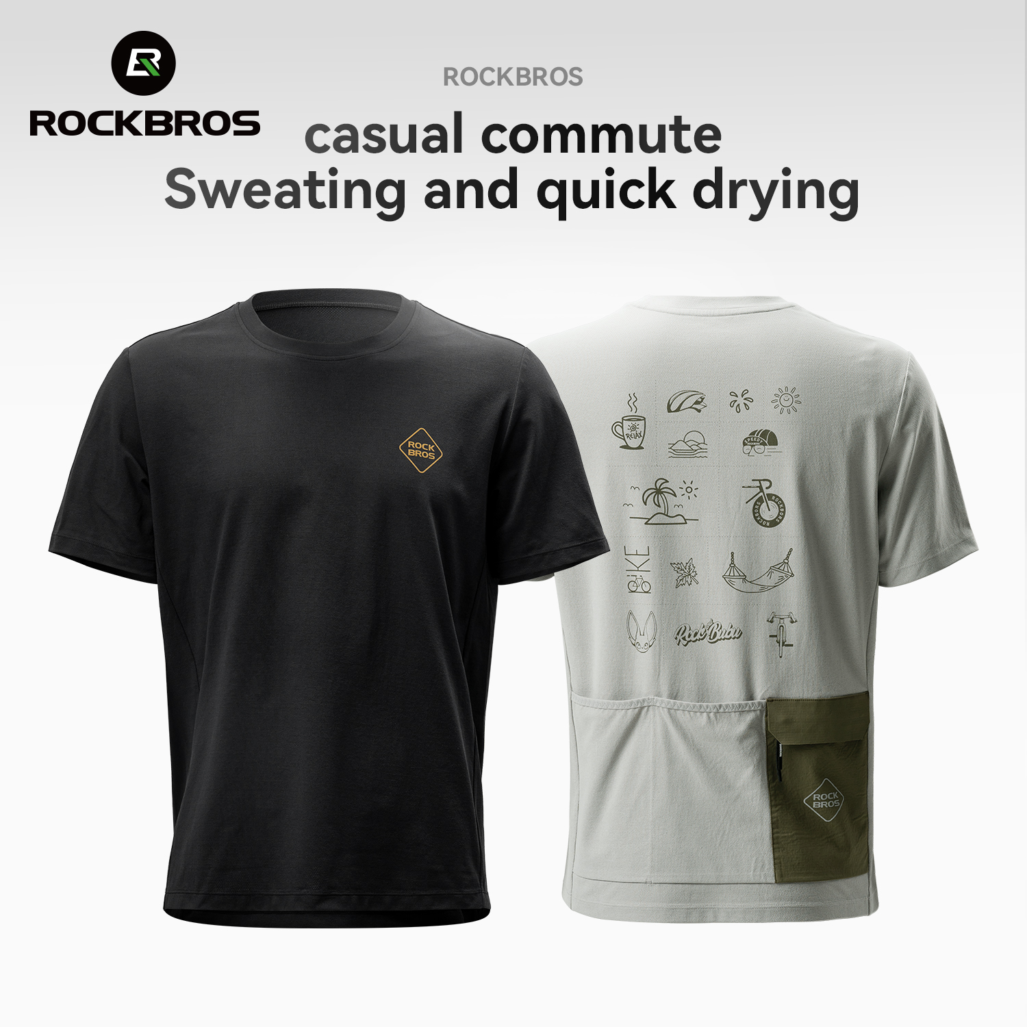 Rockbros 夏サイクリングジャージ弾性速乾性通気性半袖 Tシャツ男性女性サイクリング服日常カジュアルウェア