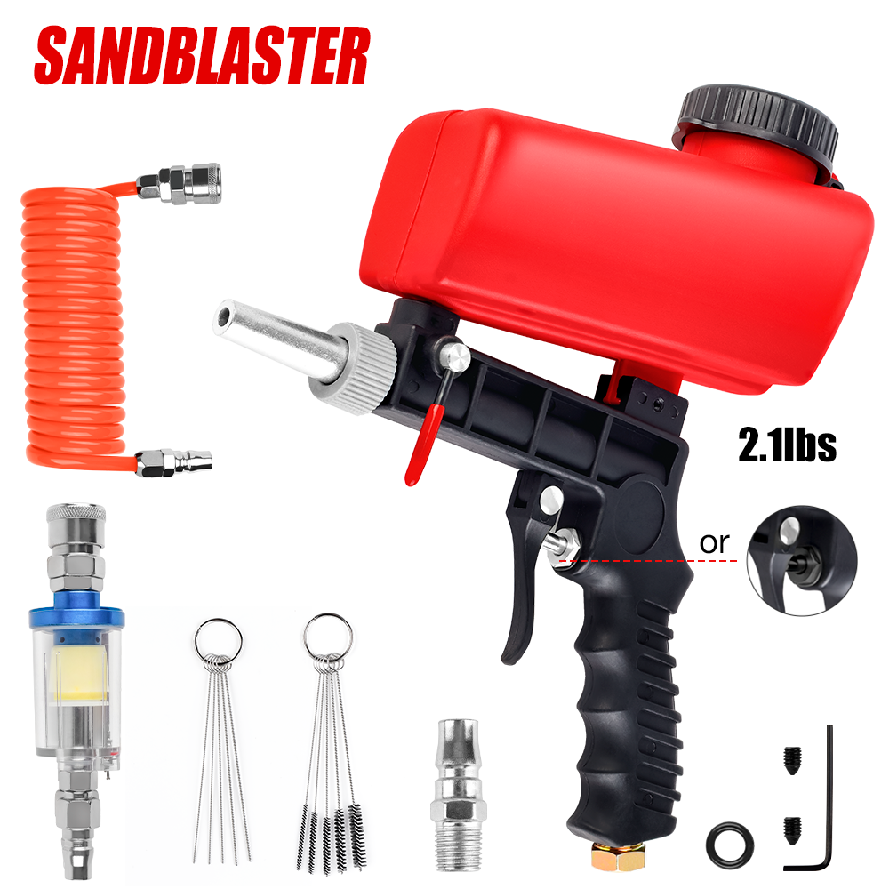 90psi 調整可能な空気圧サンドブラストガン、2.1ポンドポータブル家庭用サンドブラストマシン、コードレス重力小型ハンドヘルドエアツール