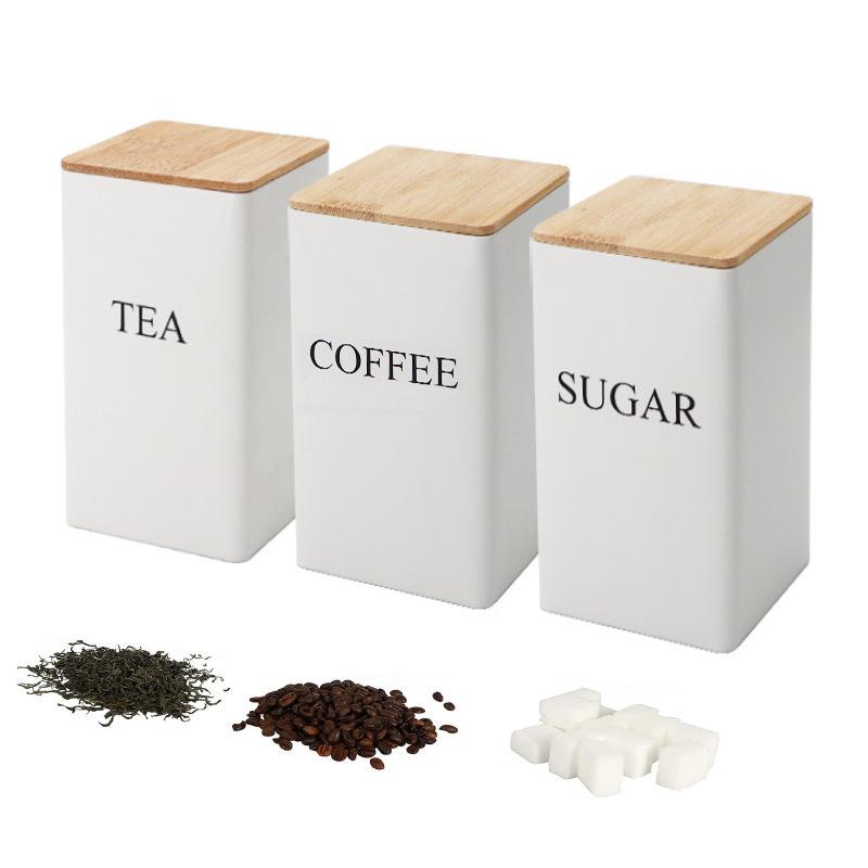 ホット販売 3 個 1L コーヒー豆保存キャニスター茶砂糖真空密封瓶鉄キャニスター熱キッチンクリーム缶気密蓋