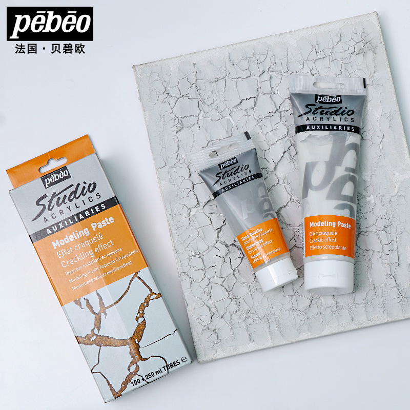 Pebeo フェーズキット - 100 ml テクスチャジェル 250 ml スタジオアクリルモデリングペースト、ひび割れ効果テクスチャの作成に最適ホワイト