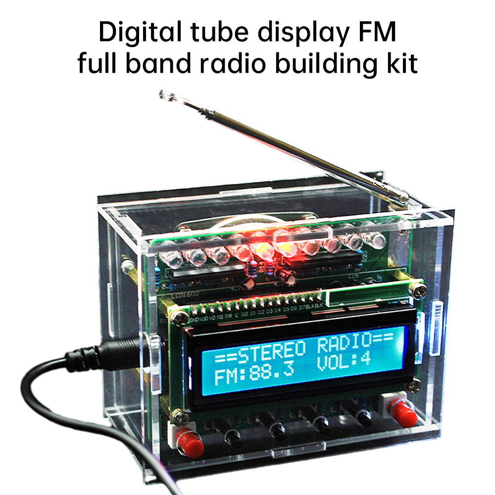 FM ラジオキット FM 87Mhz-108Mhz ラジオはんだ付け練習 DIY 組み立てキット 5W モノラルチャンネル LCD ディスプレイラジオ学習用