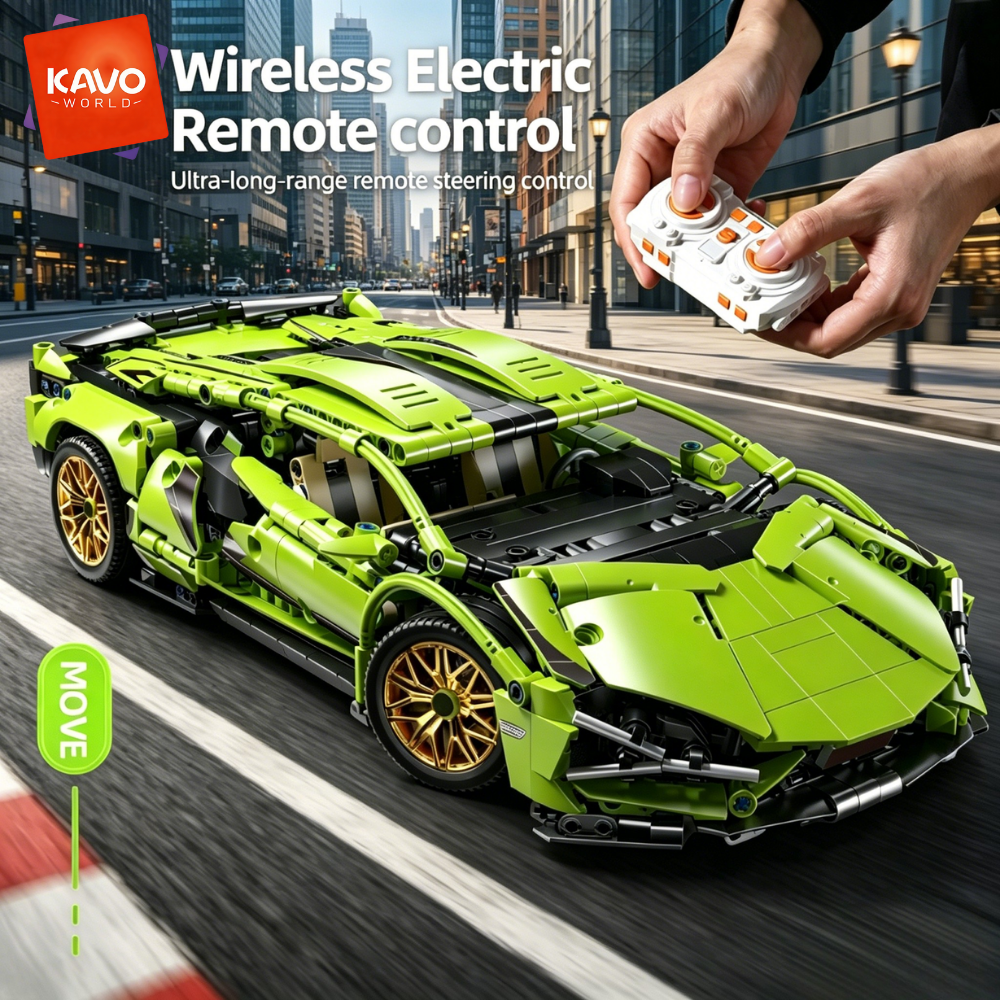 KAVOWORLD 1:14 スケール リアルなスーパーカー レプリカ RC スポーツカー ビルディング ブロック セット ハイテク リモコン スーパーカー レンガ おもちゃ 電動ドライブ付き ドア開閉 ステアリング機能 機械式トランスミッション