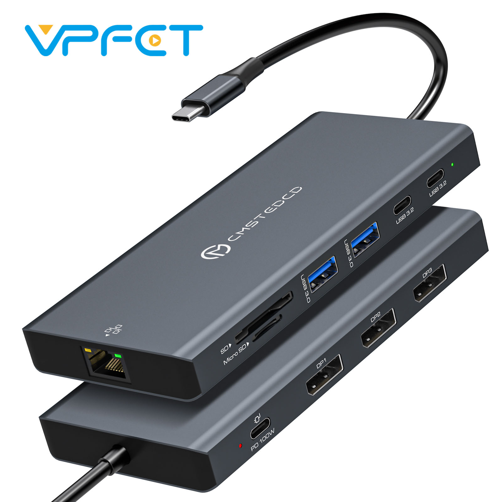 USB C ドッキングステーション HDMI 4K@60Hz DP 4K@120Hz トリプルディスプレイ 最大 100W PD 充電 ラップトップ Windows Linux 用 MST SST をサポート