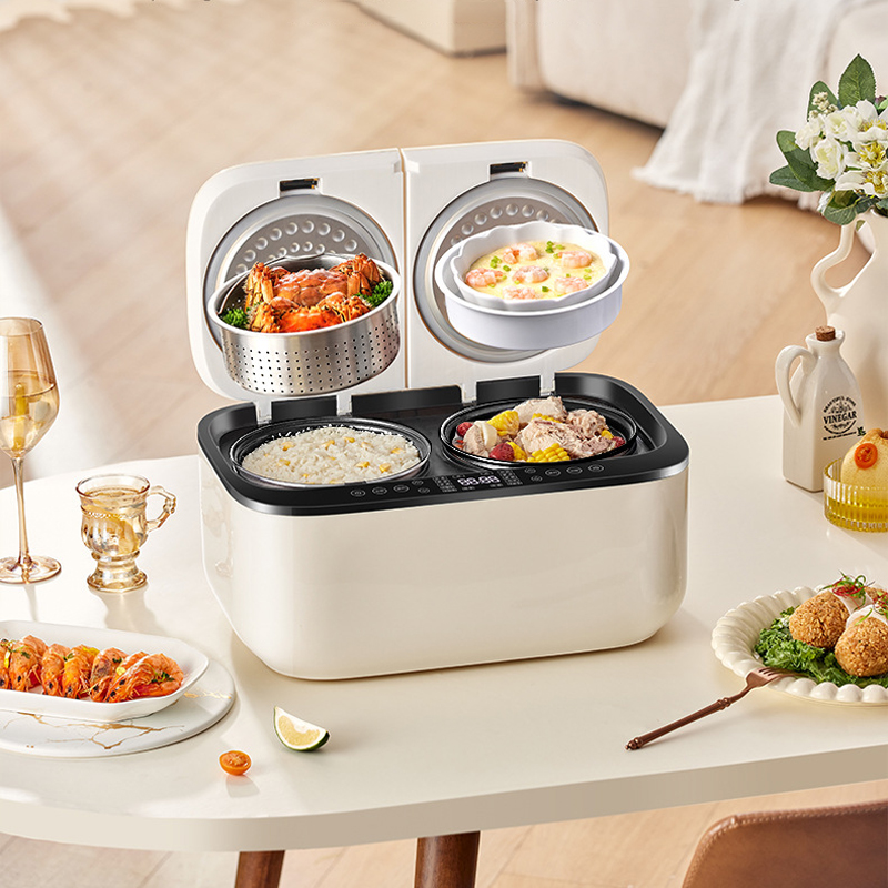 ダブル胆嚢炊飯器スマート低糖炊飯器 4-5 人用家庭用電気調理機フードウォーマー蒸し器