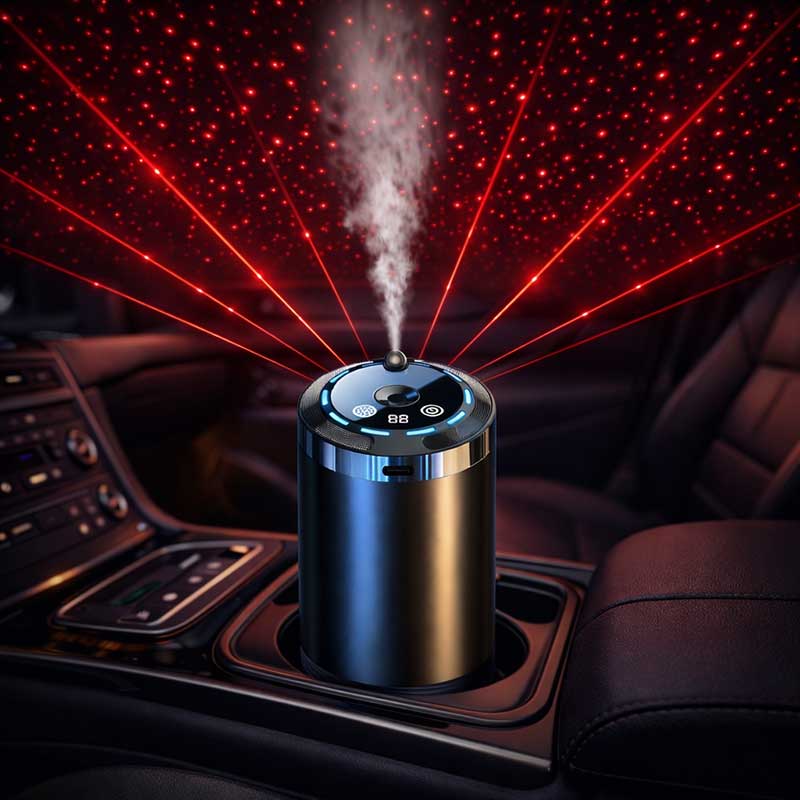電気エアディフューザー加湿器 LED 星空スマート芳香剤 5 モード家庭用自動車オフィス車のカップホルダー