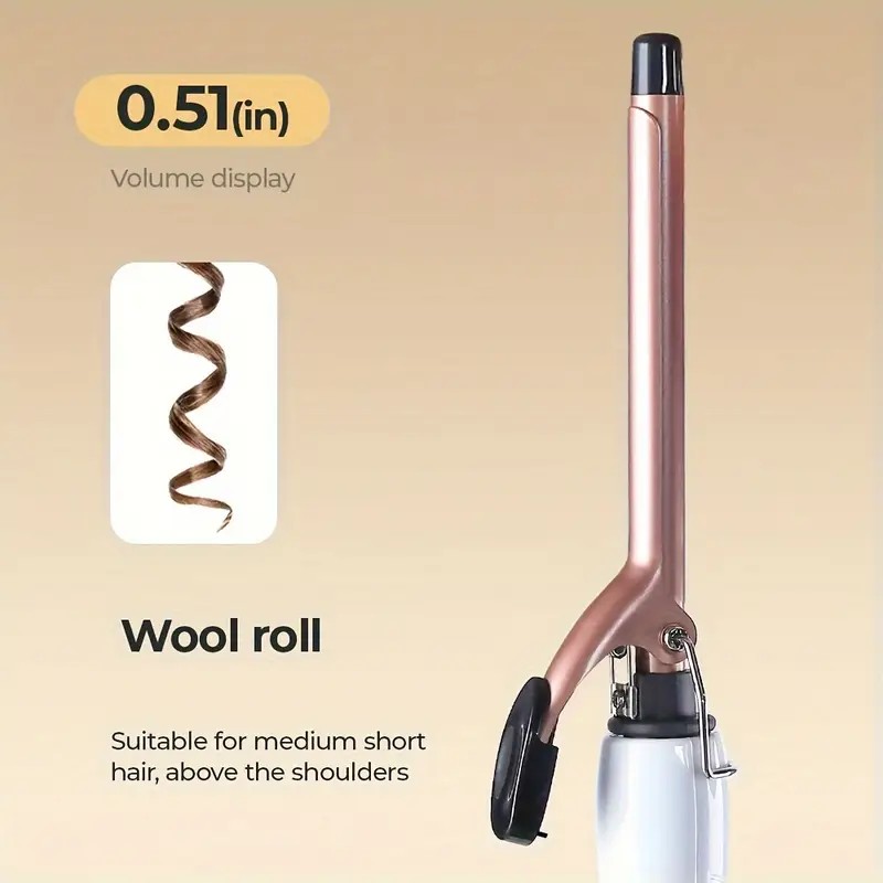 セラミックパーマバー0.51インチヘアサロンホットパーマツールヘアアイロン、高速加熱、デュアルスピード温度制御