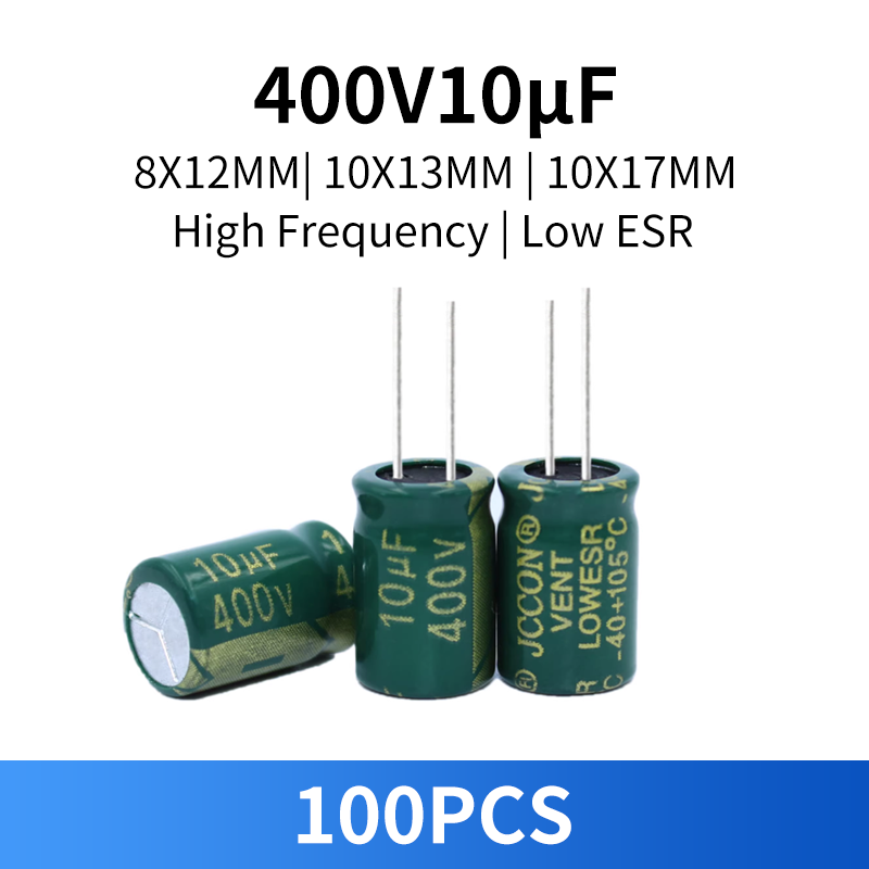100 個コンデンサ 400V 10uf 電源アダプタ高周波低抵抗電解コンデンサ 8x12mm 10x13mm 10x17mm