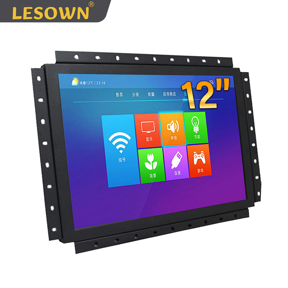 LESOWN 組み込みディスプレイ Raspberry Pi 12 インチ 1024x768 LCD オープンフレームタッチモニターパネルマウント ファクトリーオートメーション TV CCTV PC 用