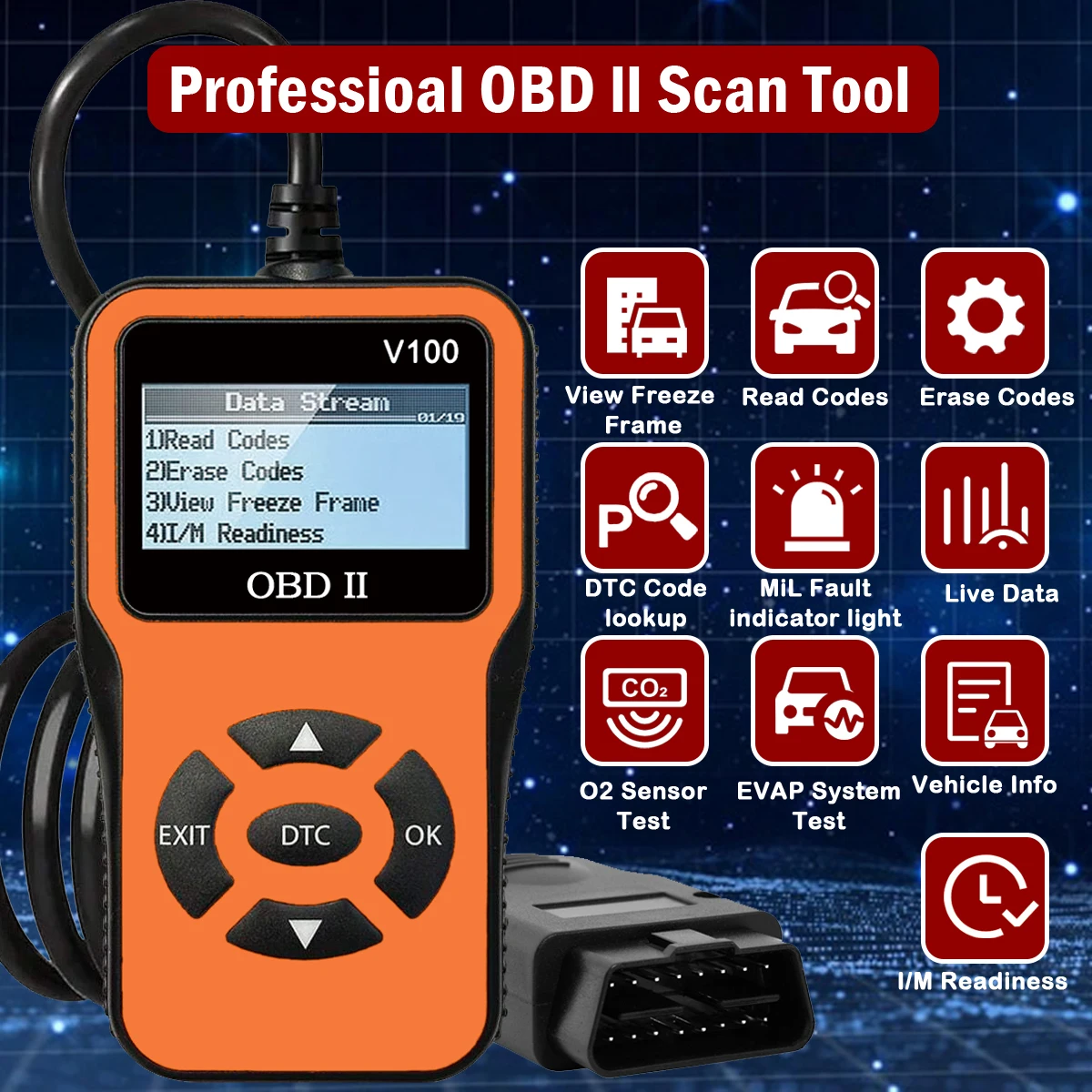 自動車 OBD2 診断スキャナーコードリーダーエンジン故障コードリーダースキャナーはすべての OBD II プロトコル車のスキャンツールを診断できます