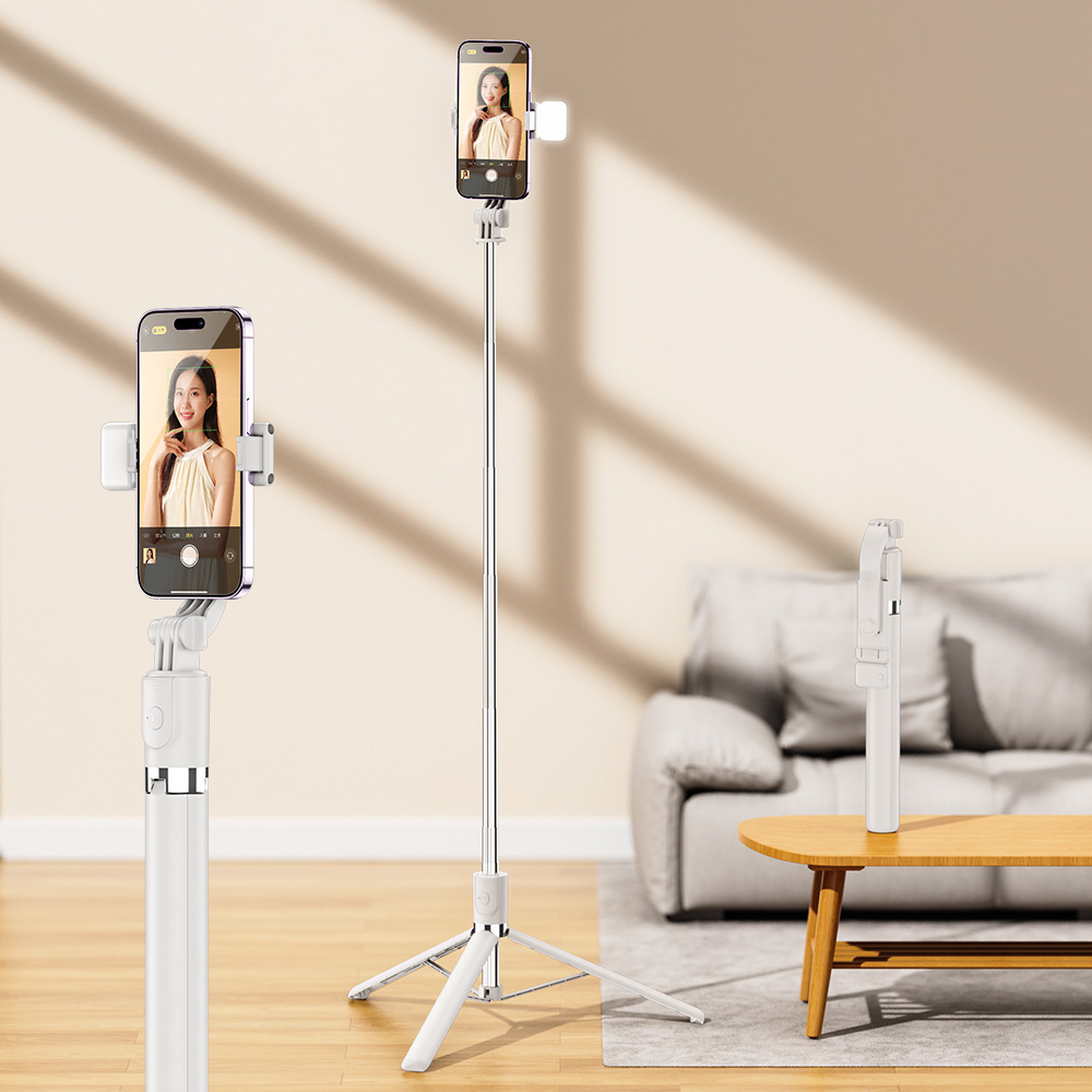 スマートフォン用1700mmワイヤレス自撮り棒三脚、拡張可能な折りたたみ式電話スタンド、安定した撮影が可能なポータブル一脚