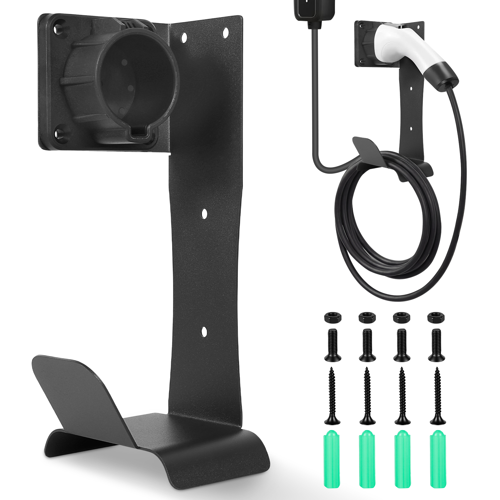 J1772 ドック用ステンレススチール EV 充電器ケーブルホルダー傷のない U 字型フック耐候性壁取り付けブラケット充電ステーション用