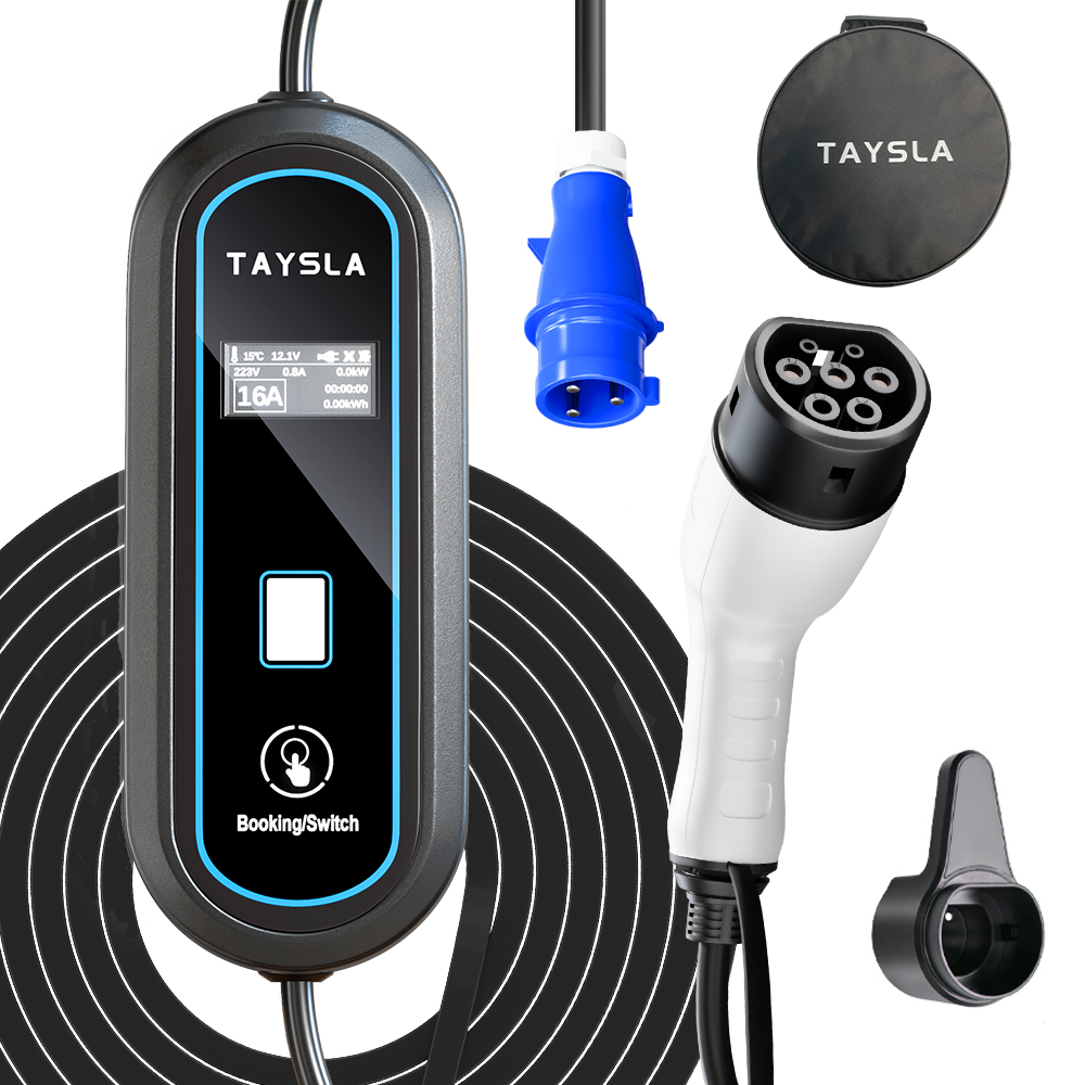 TAYSLA ポータブル EV 充電器 3.5KW/7KW タイプ 2 タイプ 1 IEC 62196 SAE J1772 電気自動車充電ケーブル Schuko プラグ付き