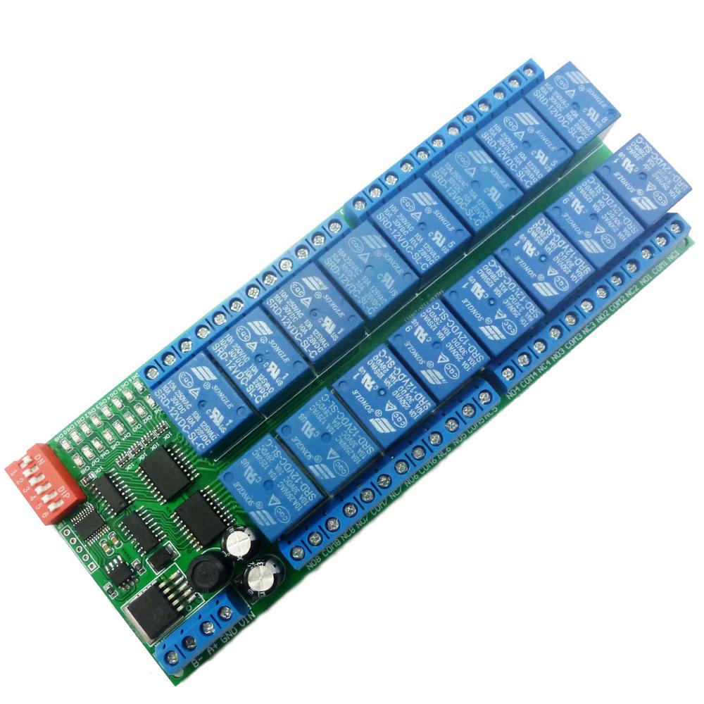 16 チャンネル DC 12V RS485 リレーモジュール Modbus RTU 485 リモートコントロールスイッチボード PLC PTZ カメラモーター用