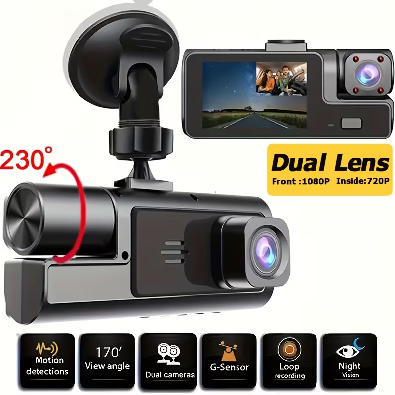 フル HD 1080P デュアルレンズダッシュカム 360° 車載 DVR カメラ 170° 広角ナイトビジョン G センサーループ録画車両ビデオレコーダー