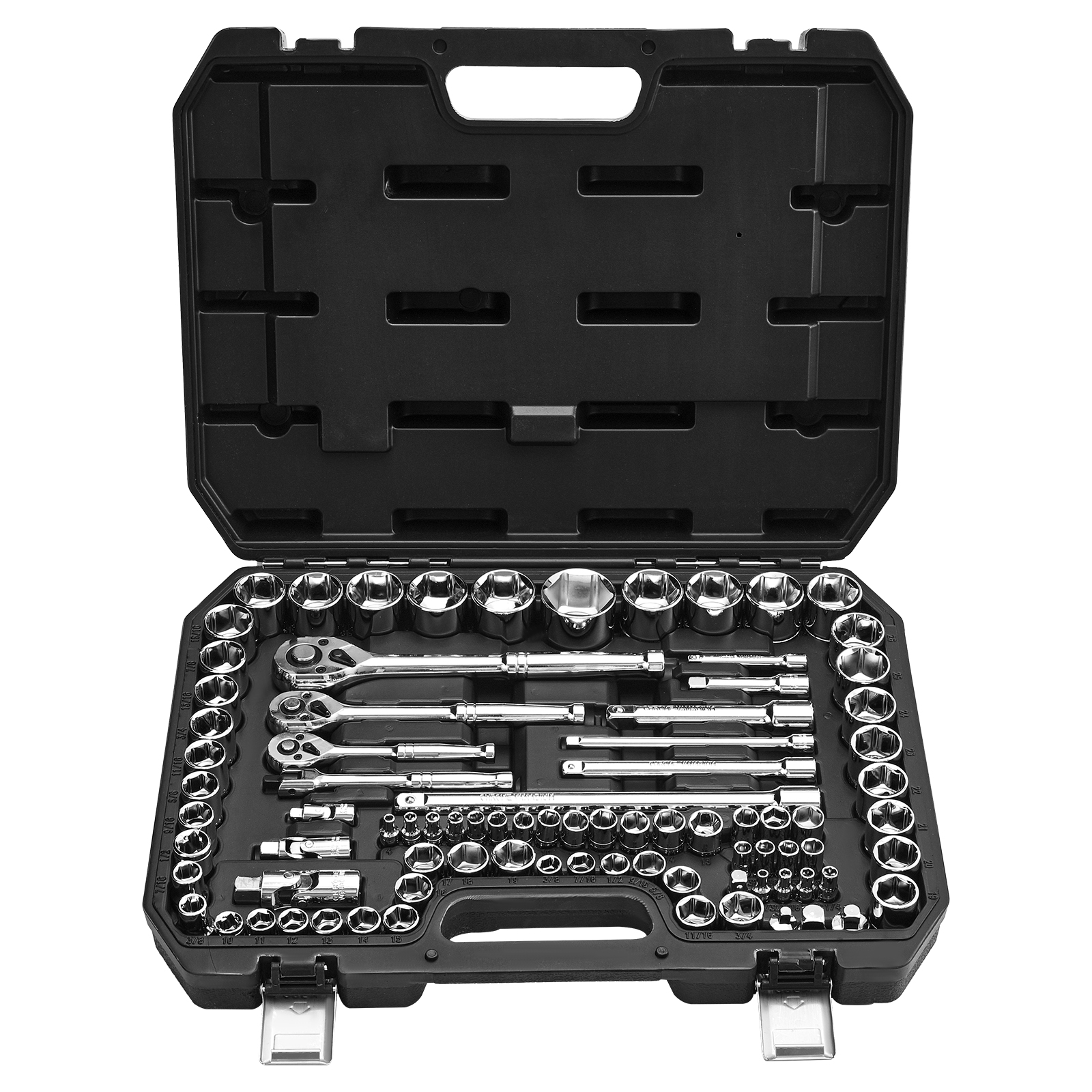 SucceBuy ソケットセット 86 個 3/8 1/4 1/2 インチドライブソケットとラチェットセット SAE メトリックメカニックツールキット ラチェットレンチ付き