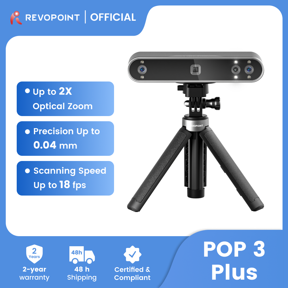 Revopoint POP 3 PLUS 3D スキャナー 3D プリンター用 0.04mm 精度 18fps 速度ハンドヘルドスキャナー標準媒体オブジェクト 3D スキャナー