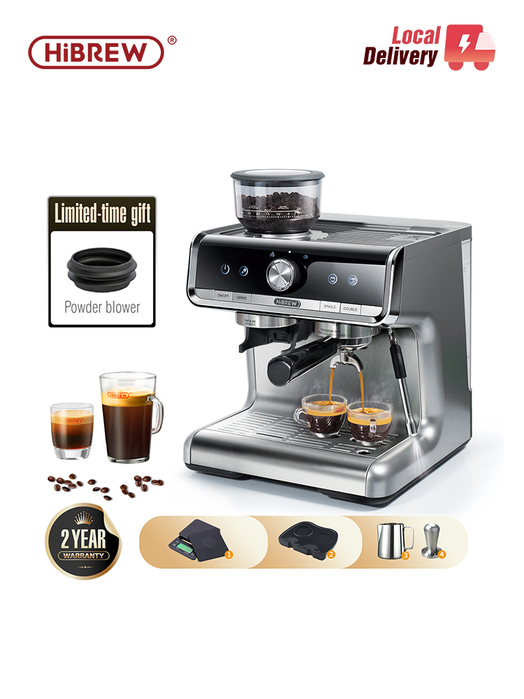 HiBREW バリスタ プロ 20Bar 豆からエスプレッソ、カフェテラ商業レベルのコーヒーマシン、カフェホテルレストラン用フルキット付き H7