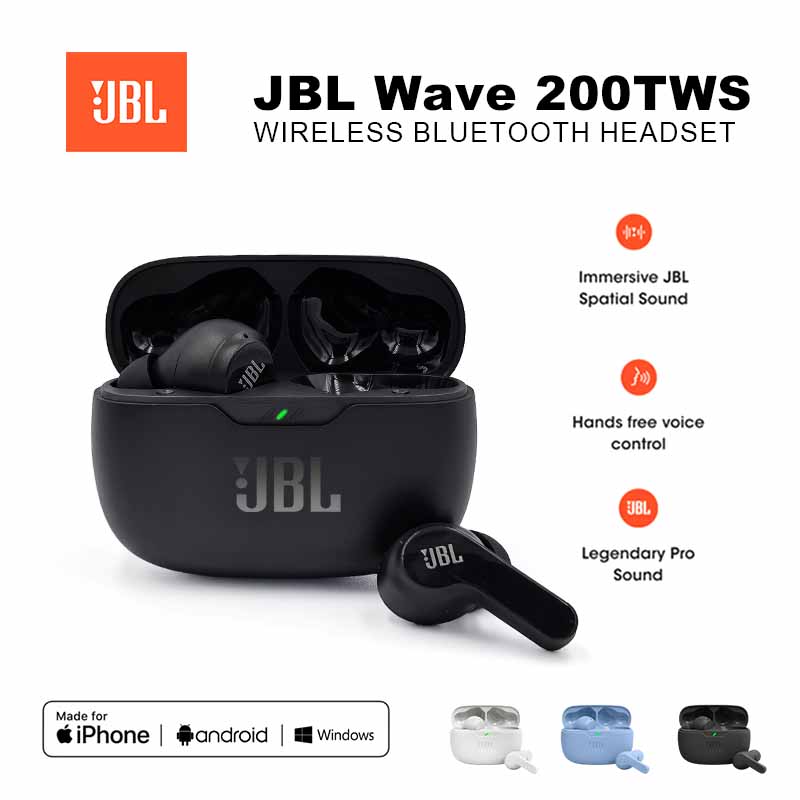 オリジナル JBL 波 200TWS ワイヤレスイヤフォン真のヘッドセット JBL W200 TWS Bluetooth 5.0 イヤホンスポーツヘッドフォンマイク付き