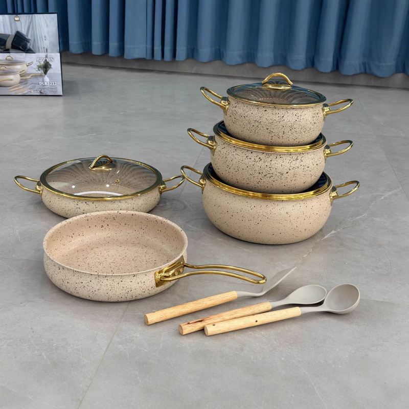 ステンレス鋼304三層鋼鍋セット麦飯石ノンスティックパン調理器具セット12セット