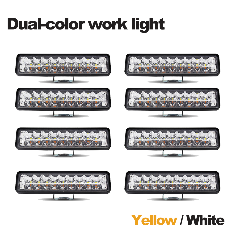 24v サーチライトユニバーサル LED ライト 18LED 2 色スポットフラッドヘッドライトトランク SUV12V 警告灯 4 × 4 オフロードアクセサリー