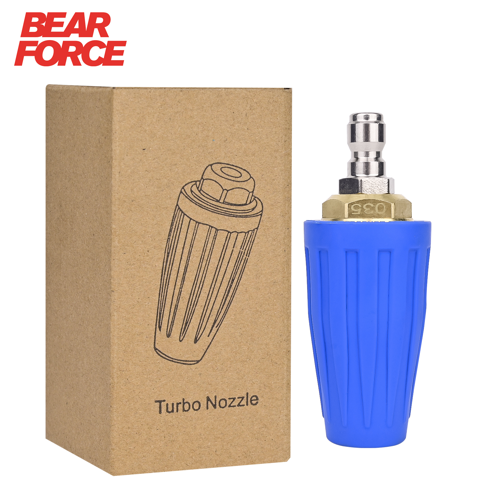 BEAR FORCE 高圧洗浄機チップ ターボノズル、360°回転スプレーターボノズル 3000 PSI/207Bar 1/4 インチクイックコネクタ付き