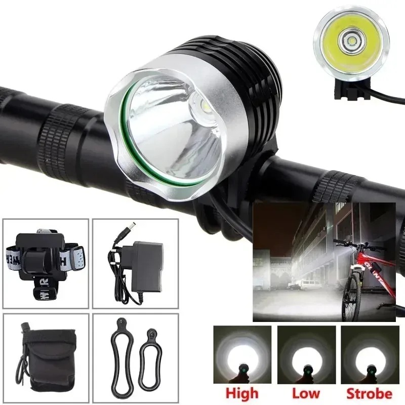 マウンテンバイクランプセット自転車サイクリングランプ T6 ヘッドライト 2 in 1 ヘッドライト自転車 DC または USB インターフェースオプション新しい