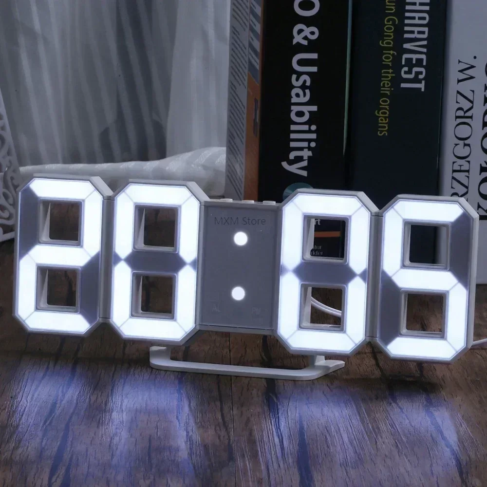 3D LED デジタル時計の壁の装飾グローナイトモード装飾寝室用調節可能な電子時計ルームの装飾美学
