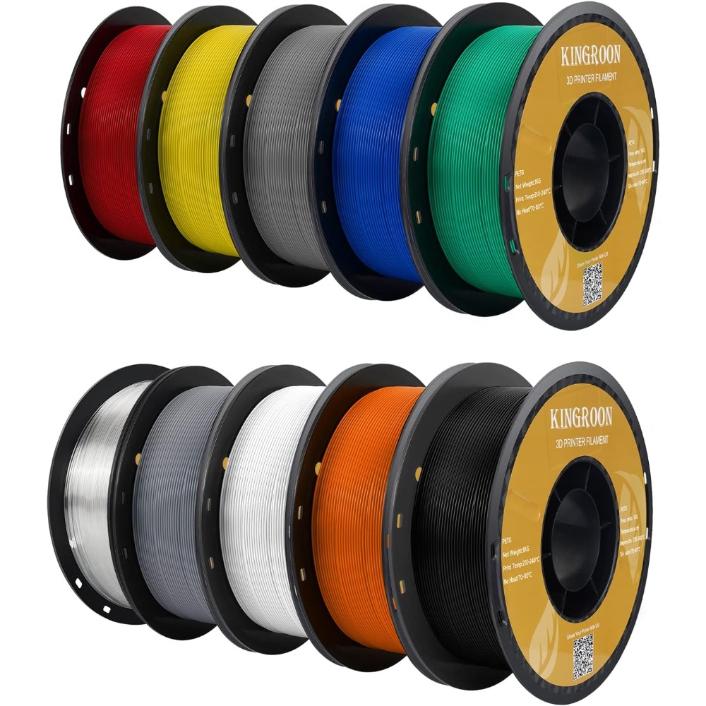 US Shipping Hot New 10KG 10 Colors PETG 3D Printer Filament 1.75mm 1kg Spool Black White Grey Red Blue Green Yellow Orange