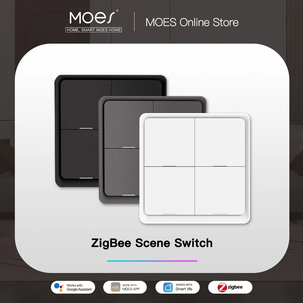 MOES 4 ギャング Tuya ZigBee ワイヤレス 12 シーン スイッチ プッシュ ボタン コントローラー バッテリー駆動オートメーション シナリオ Tuya デバイス用