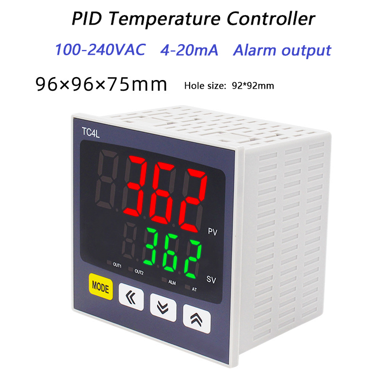 96*96 ミリメートル PID 温度コントローラ 110V-240V 入力 4-20mA 出力アラーム出力 K E PT100 タイプユニバーサル入力 TC