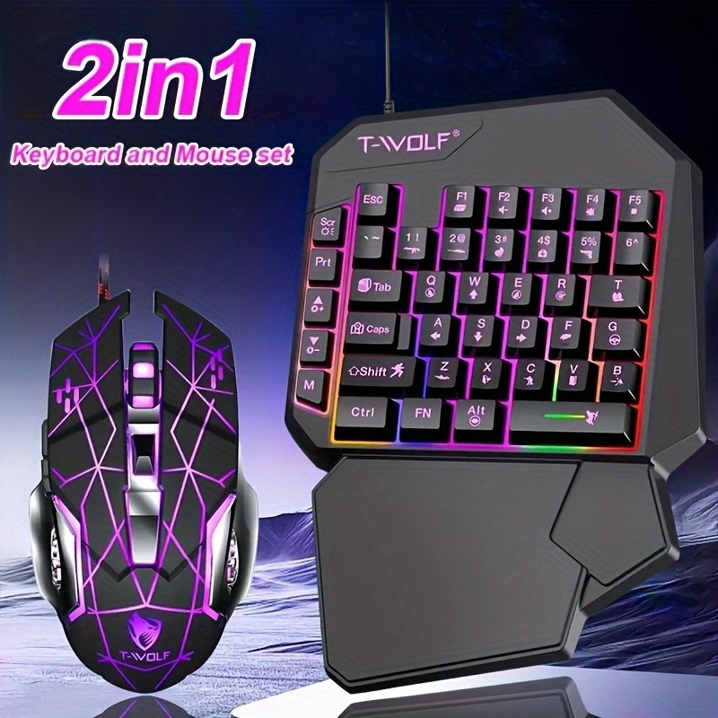2 in1TF900 Gaming Keyboard and Mouse Set Ergonomic Wireless Gaming Keyboard 7 RGB Backlighting,  for PUBG Mobile Games /Laptop