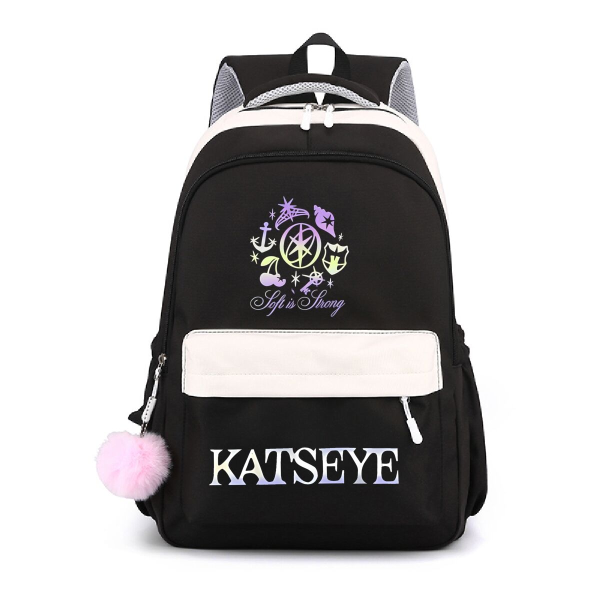 女子スクールバックパック Katseye プリントバックパック Shouder 学生ギフト男性女性デイリー Bagpack 人気のストリートクールナップザックバッグ