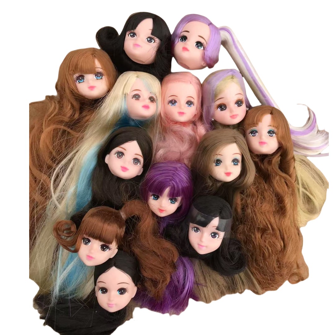 ジェニーロングヘア人形ヘッドリカちゃんカラフルなソフトヘアヘッド DIY 人形装飾フィギュアガール集団ギフトおもちゃ