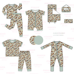 高品質 240 GSM ベビー用竹綿パジャマセット 女の子・男の子用パジャマ 子供用オーダーメイド迷彩パジャマ
