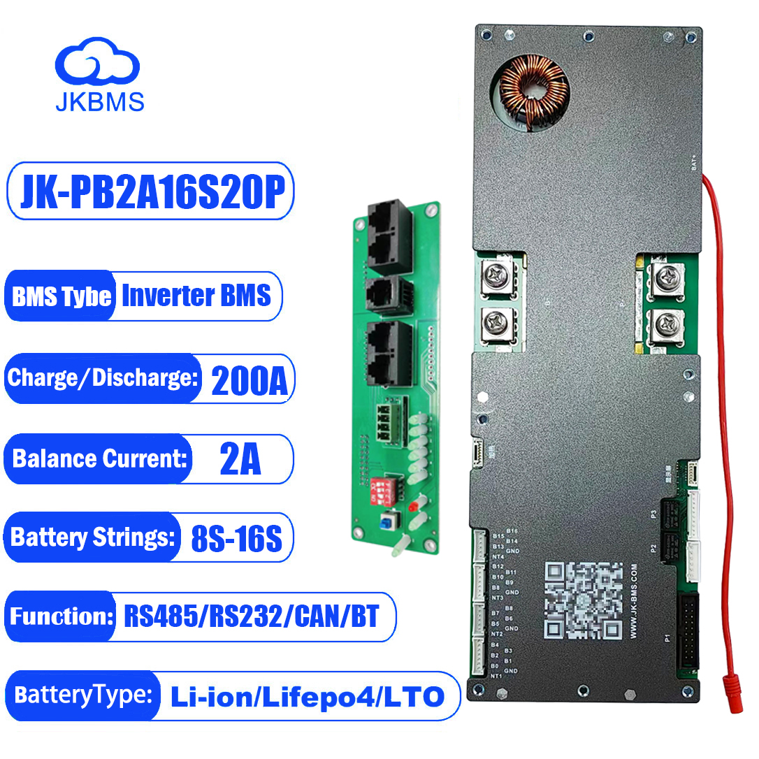 JK インバーター BMS 16S 48V lifepo4 PB-2A16S20P 1A 2A アクティブバランス 8S 16S 100A 150A 200A 24V CAN RS485 RS232 キャンプバッテリーパック