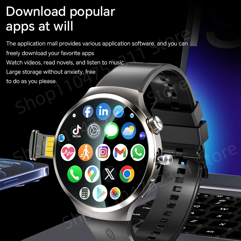 スマートウォッチ 1.98 インチ Amoled 大画面 210 度回転カメラ GPS 位置健康モニタリング Android 13.0 スマートウォッチメンズ