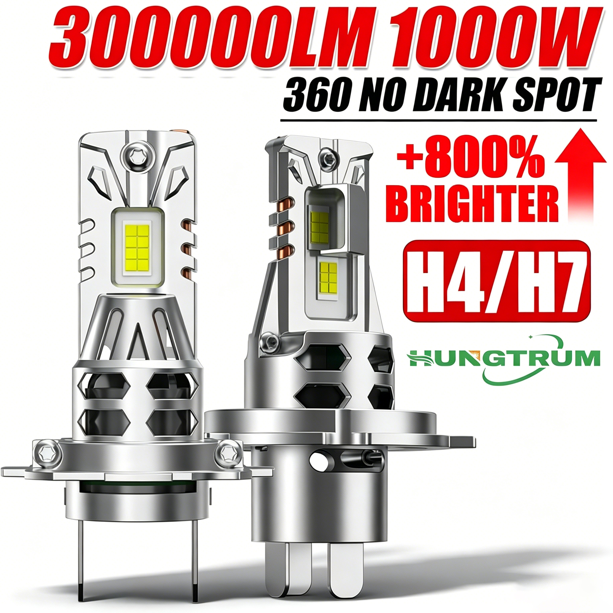 H7 H4 LED Canbus ヘッドライト電球 1000 ワット超強力なスポットライトオートバイランプアンプル LED H7 ハイパワーターボ自動車ライト