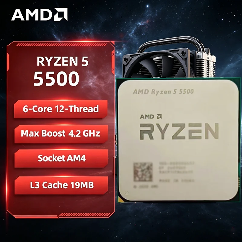 AMD CPU R5 5500X ゲームプロセッサー AM4 ソケット用 - パッケージなし Ryzen 5 5500 6 コア 12 スレッド 4.2 GHz ロック解除済みデスクトップ