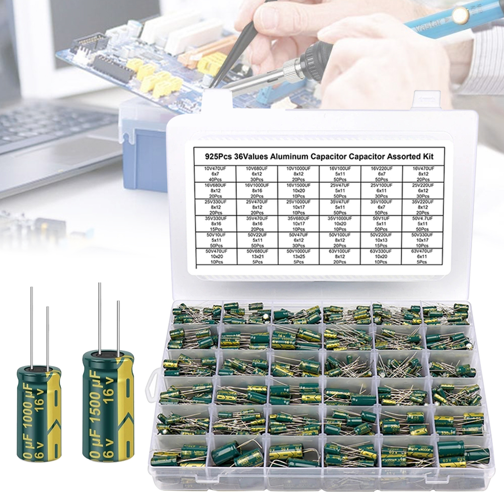 15/24/36 値 225/460/925 個アルミ電解コンデンサアルミ電解コンデンサ DIY プロジェクト用詰め合わせキット