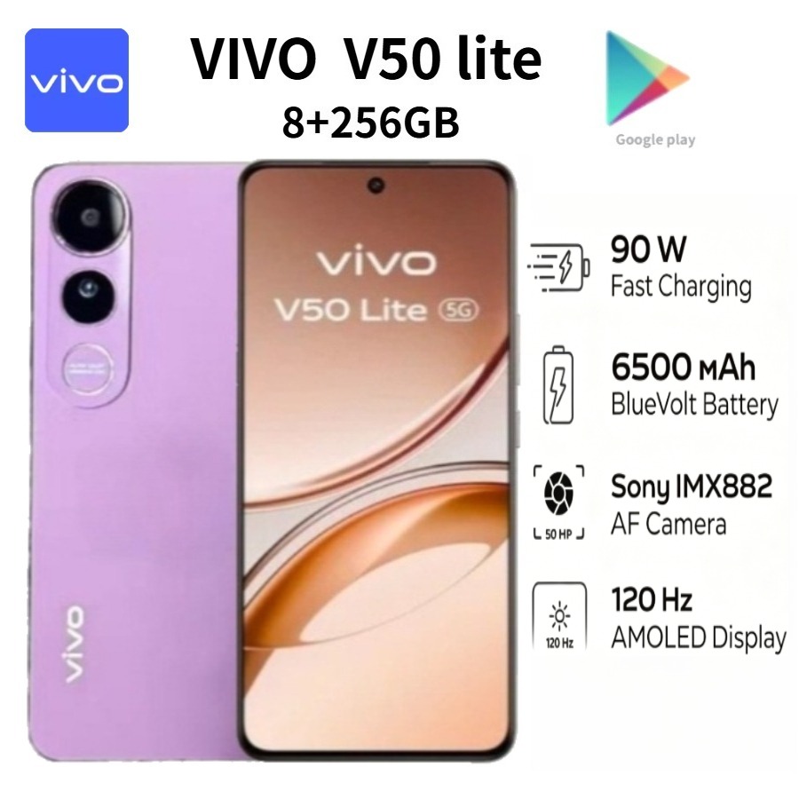 2026 最新 Vivo V50 Lite 5G グローバルロック解除デュアル SIM スマートフォン 8GB RAM 256GB 大容量ストレージ 6500mAh 長持ち