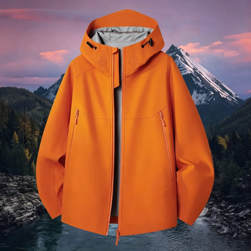 2026 メンズ軽量防水ソフトシェルジャケット屋外ハイエンドハイキング登山スーツカップルユースフード付きウインドブレーカーコート