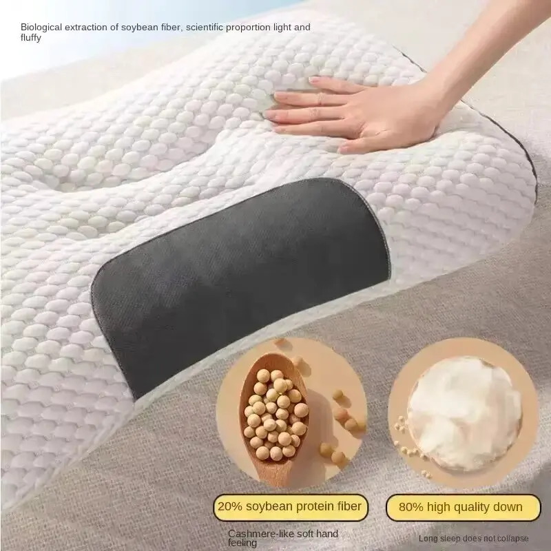 2026 新しい大豆繊維頚椎整形外科用ネックピロー - 家庭用睡眠用マッサージスパ枕