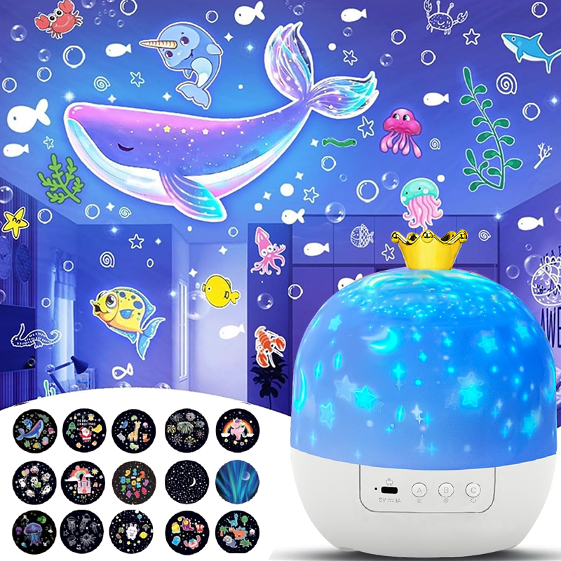 スターLEDナイトライトプロジェクター、スターオーシャンプロジェクションライト、15フィルムライトプロジェクター、クリスマスキッズギフトに最適